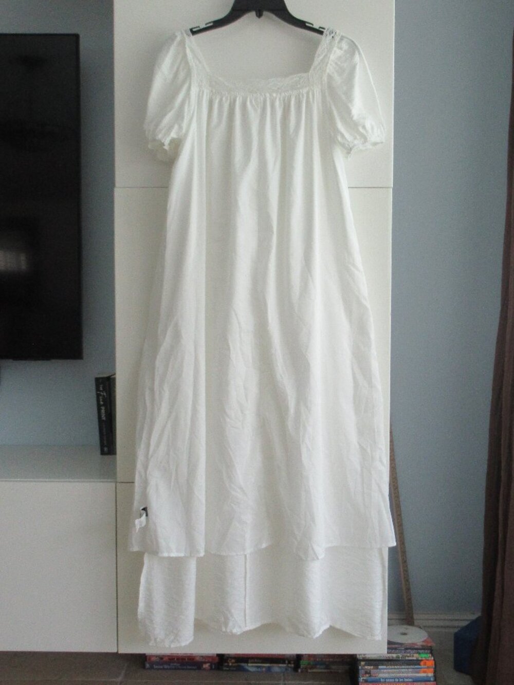 Flowy Summer Maxi Dress Sz S Lace Trim & Embellished w Seashells Fairycore White - Picture 10 of 13